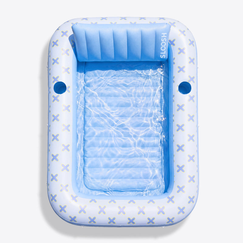 SLOOSH Inflatable Tanning Pool Lounger Float, Blue Checker, 70