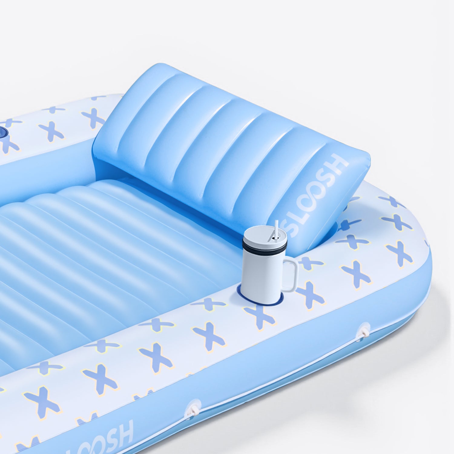 SLOOSH Inflatable Tanning Pool Lounger Float for Adults, 70" x 46" Blue Breezestar