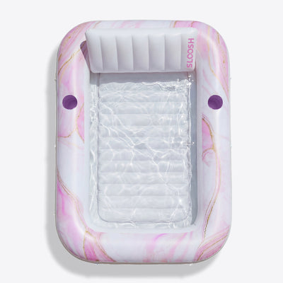 SLOOSH Inflatable Tanning Pool Lounger Float, Pink Marble, 70" x 46"