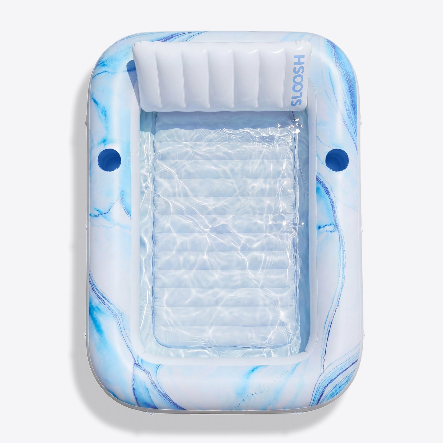 SLOOSH Inflatable Tanning Pool Lounger Float, Blue Marble, 70" x 46"