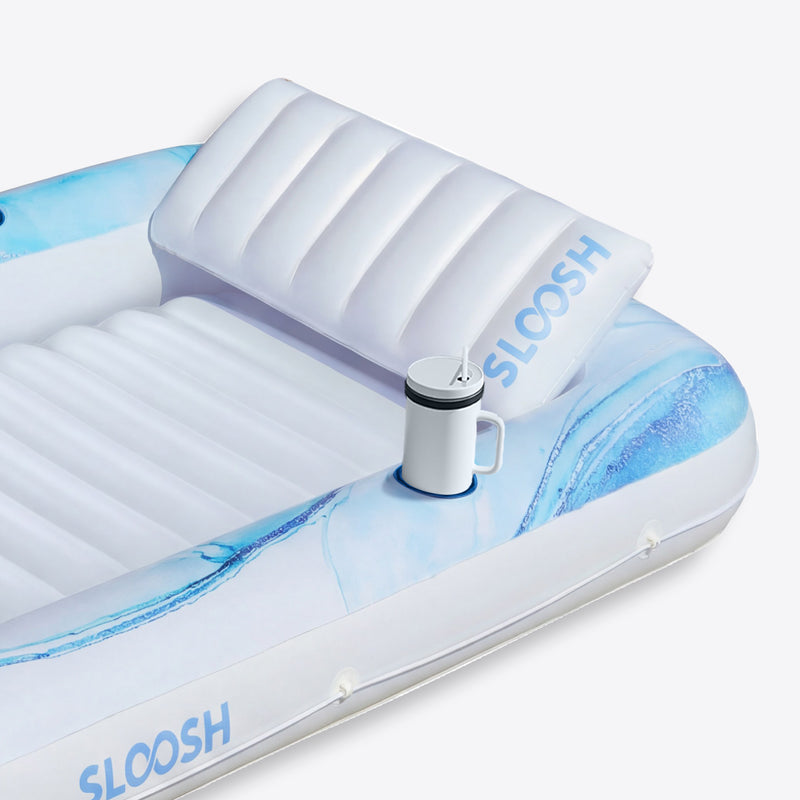 SLOOSH Inflatable Tanning Pool Lounger Float, Blue Marble, 70