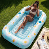 SLOOSH Inflatable Tanning Pool Lounger Float, Blue Daisy 70