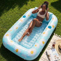 SLOOSH Inflatable Tanning Pool Lounger Float, Blue Daisy 70