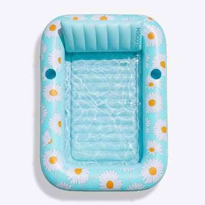 SLOOSH Inflatable Tanning Pool Lounger Float, Blue Daisy 70" x 46"