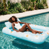 SLOOSH Inflatable Tanning Pool Lounger Float, Blue Daisy 70