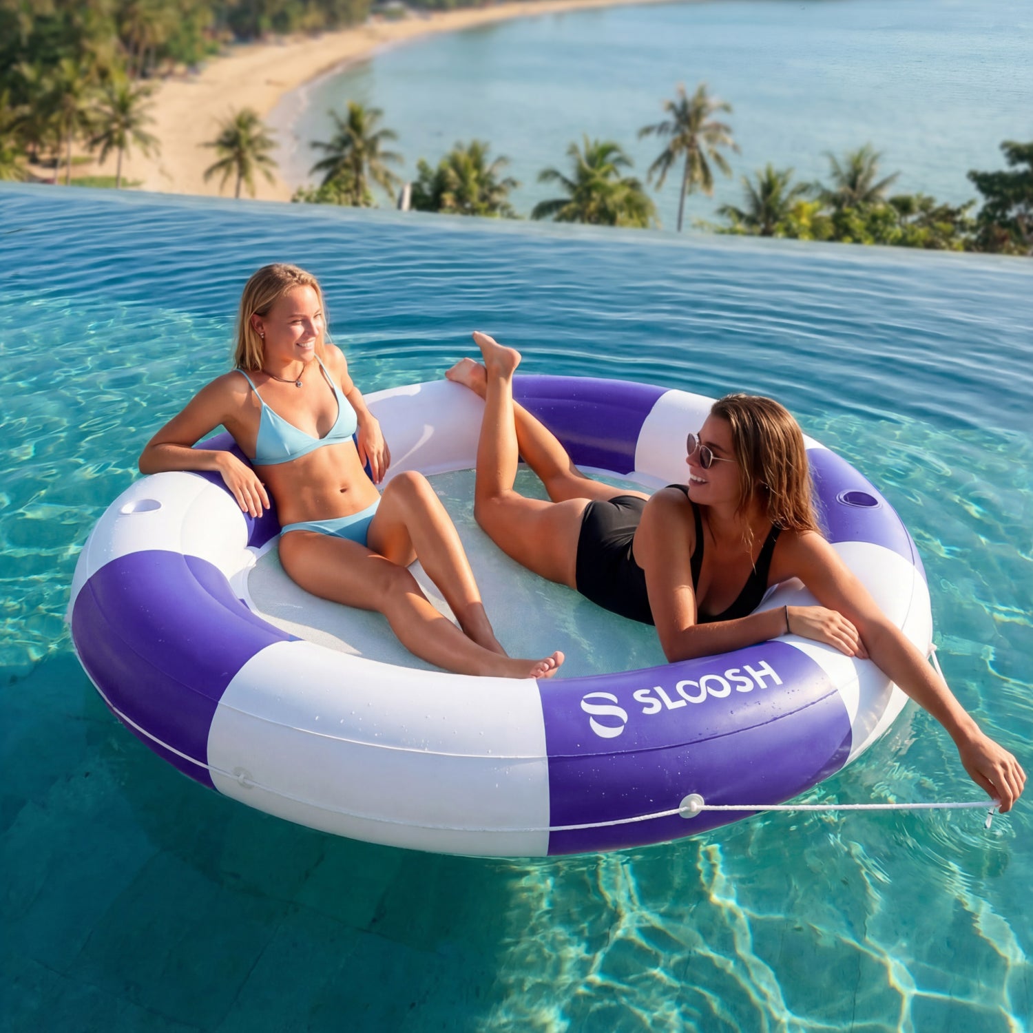 SLOOSH Inflatable Water Hammock-80" Navyblue Strpie