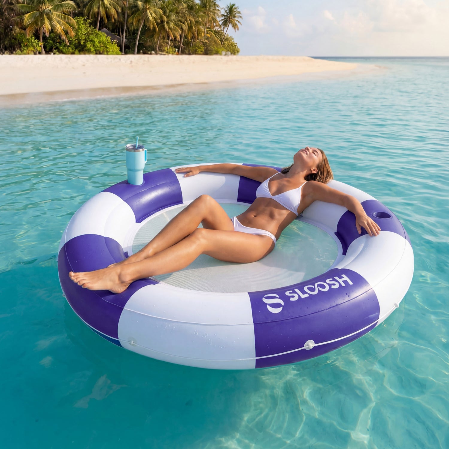 SLOOSH Inflatable Water Hammock-80" Navyblue Strpie