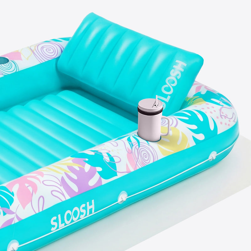 SLOOSH Tropical Leaves Inflatable Tanning Pool, Tropical Blue, 70