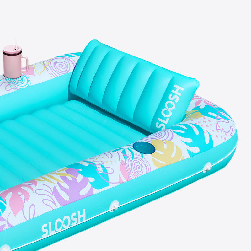 SLOOSH Tropical Leaves Inflatable Tanning Pool, Tropical Blue,  85