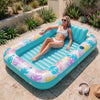 SLOOSH Tropical Leaves Inflatable Tanning Pool, Tropical Blue,  85