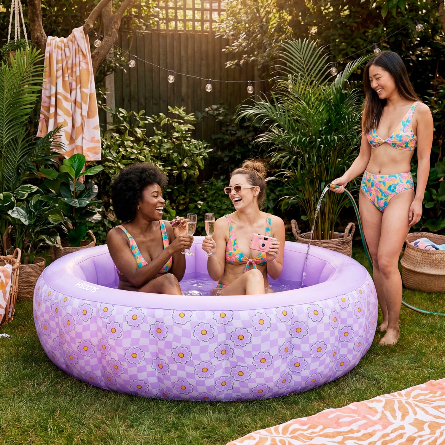 SLOOSH Inflatable Pool, Purple Chase Flower Bloom State