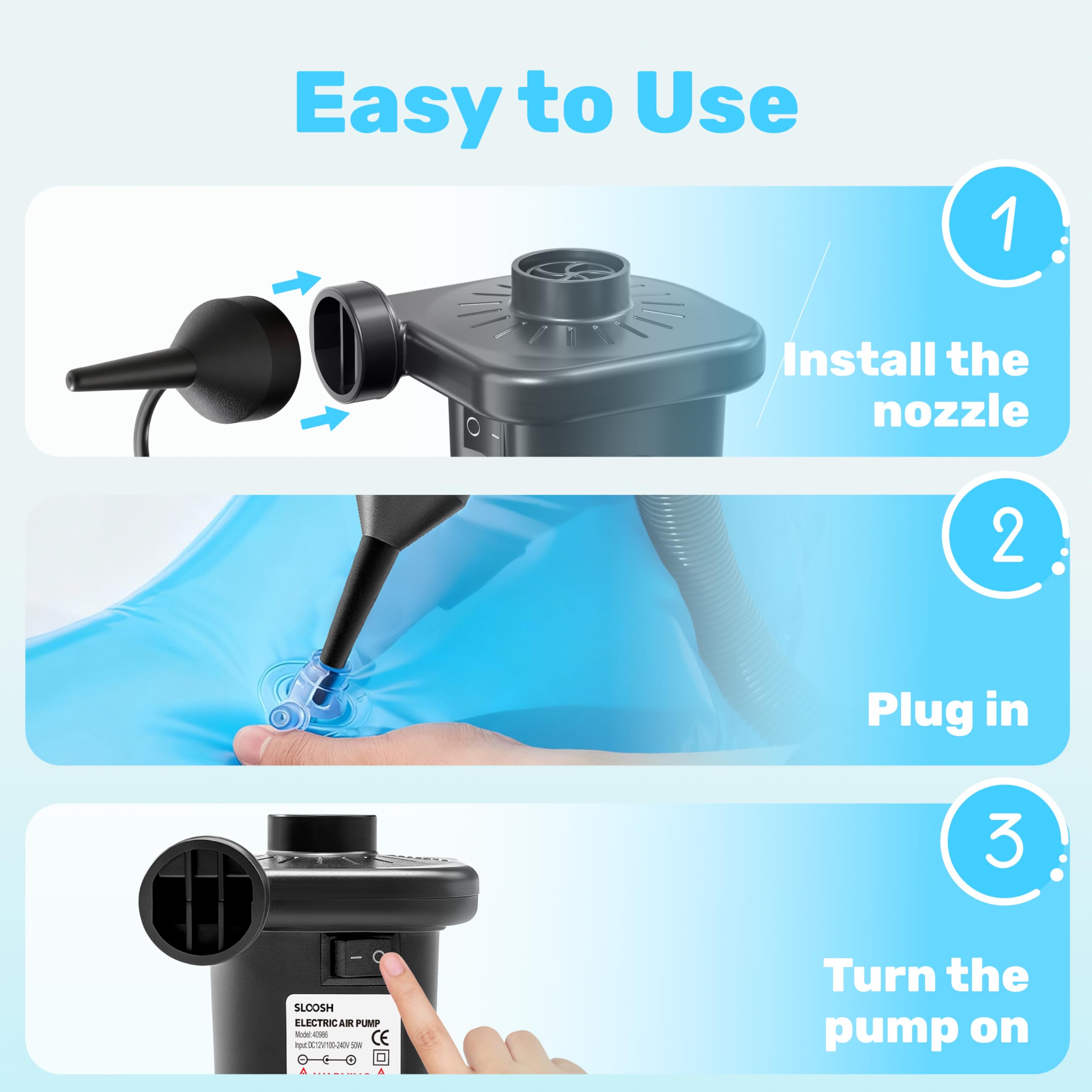 SLOOSH Electric Air Pump – Fast Inflator/Deflator for Pool Floats & Air Mattresses