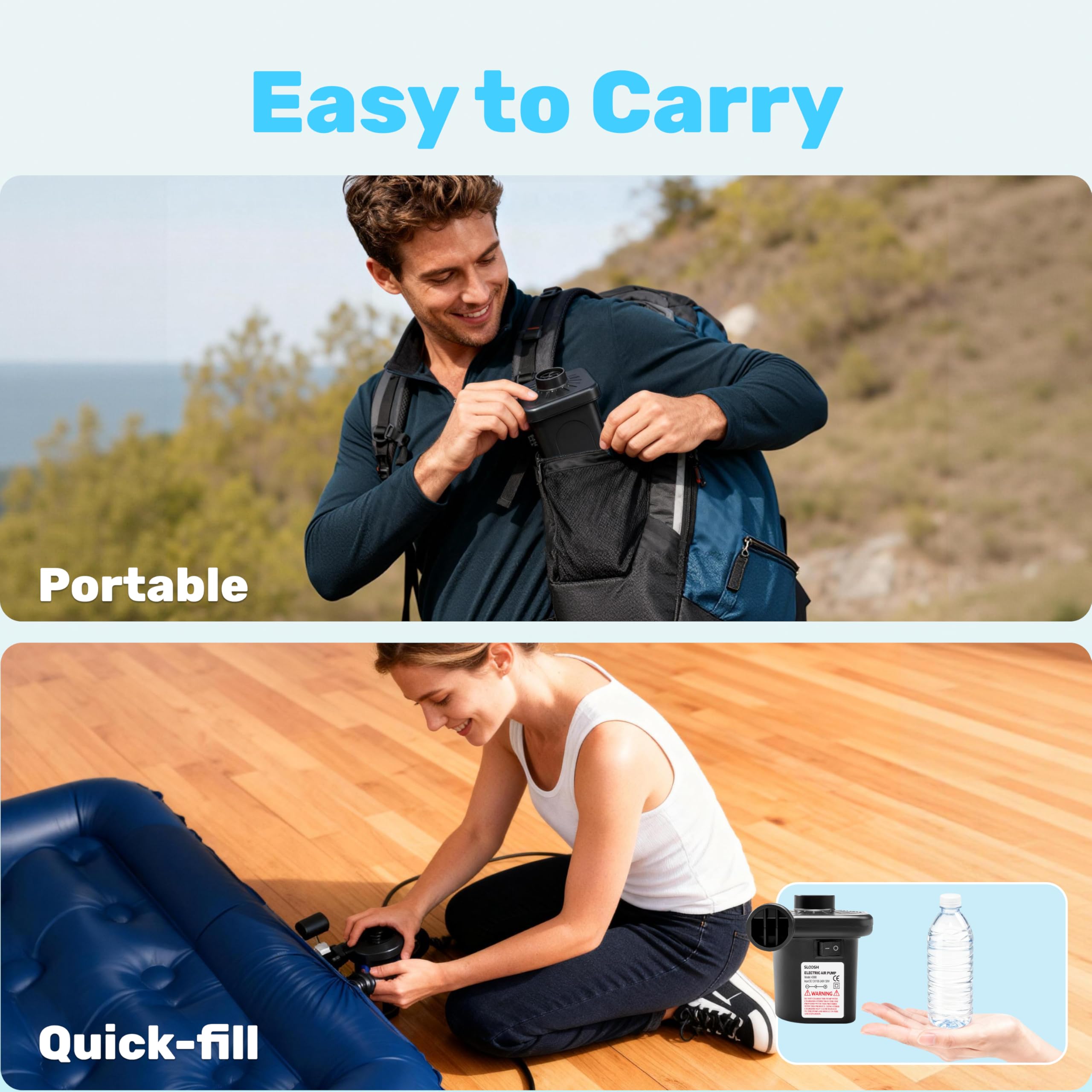 SLOOSH Electric Air Pump – Fast Inflator/Deflator for Pool Floats & Air Mattresses