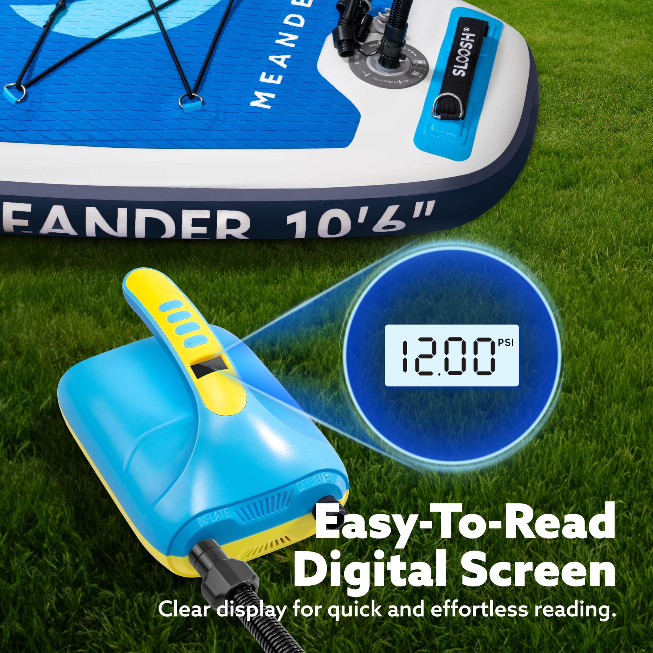 SLOOSH 20 PSI Electric Paddle Board Pump - Fast Inflation with Auto Shut-Off