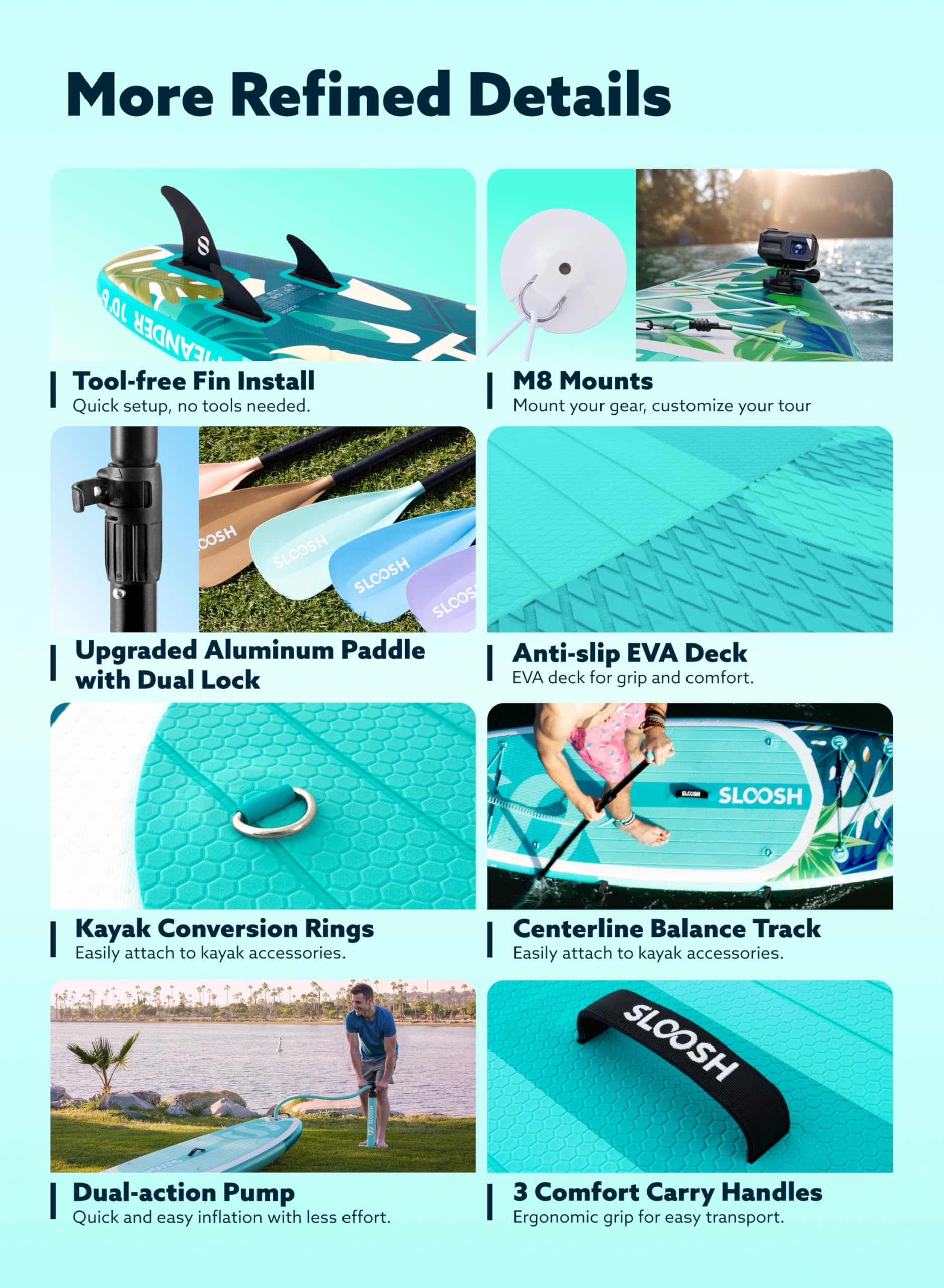 SLOOSH Meander 10'6" Stand Up Paddle Board – Stable & Lightweight Inflatable SUP