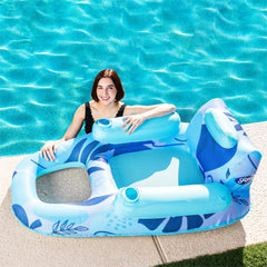 SLOOSH - Luxury Pool Lounger, Blue Leaves