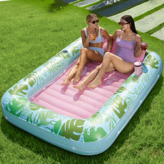 SLOOSH Inflatable Tanning Pool Lounger Float, 85" x 57" Cyan Pink XL