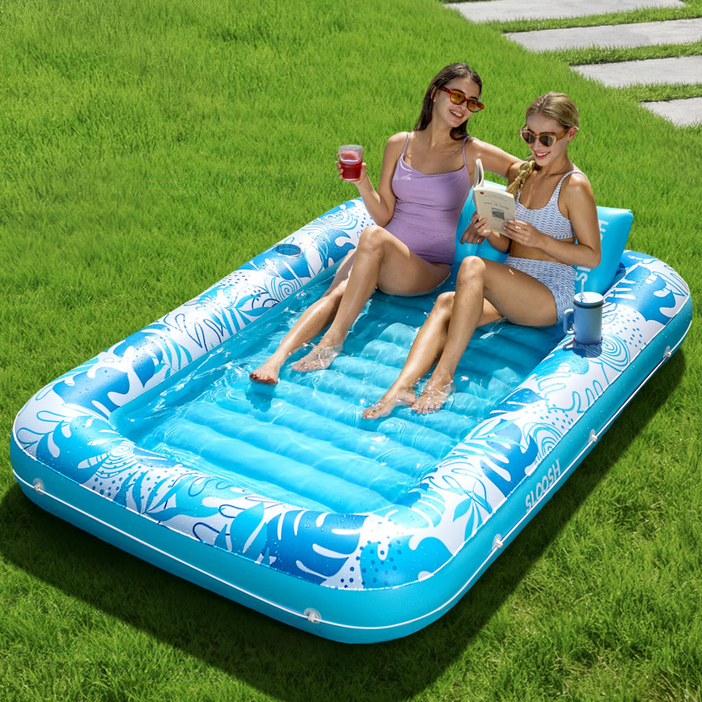 SLOOSH XL Inflatable Tanning Pool Lounger Float – 85x57in, 4-in-1 Suntan Raft, Blue - 28% off at Amazon