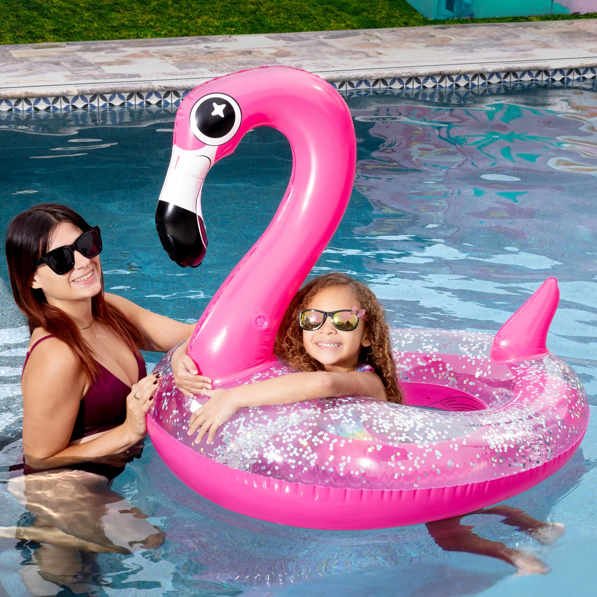 SLOOSH - 38in Flamingo with Glitters Pool Float