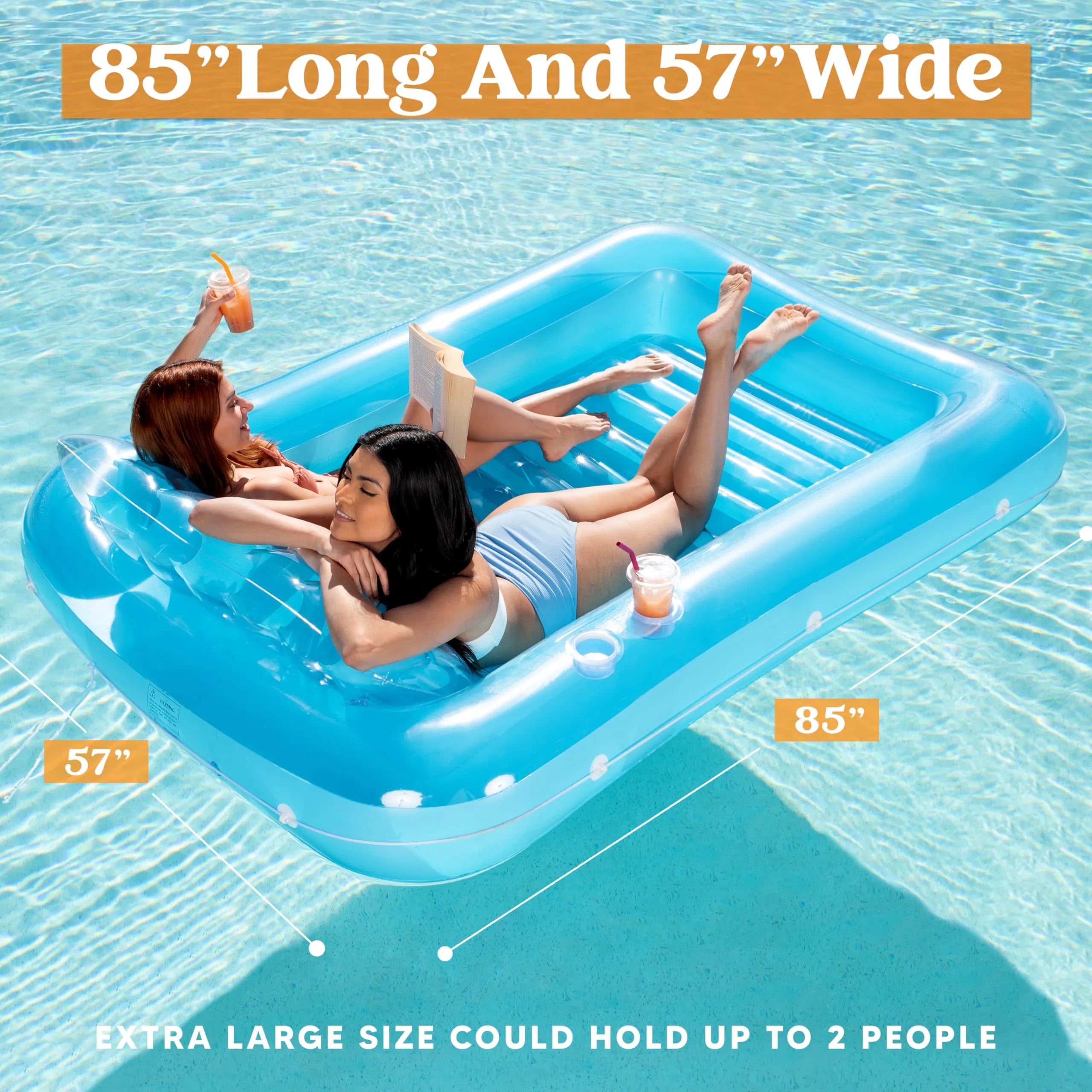 SLOOSH - XL Inflatable Tanning Pool Lounge Float, 85inx 57inExtra Large Sun Tan Tub Adult Pool Floats Raft