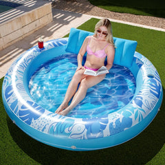 Inflatable Pool Float Lounge Round Suntan Tub Floatie for Adults, Pink