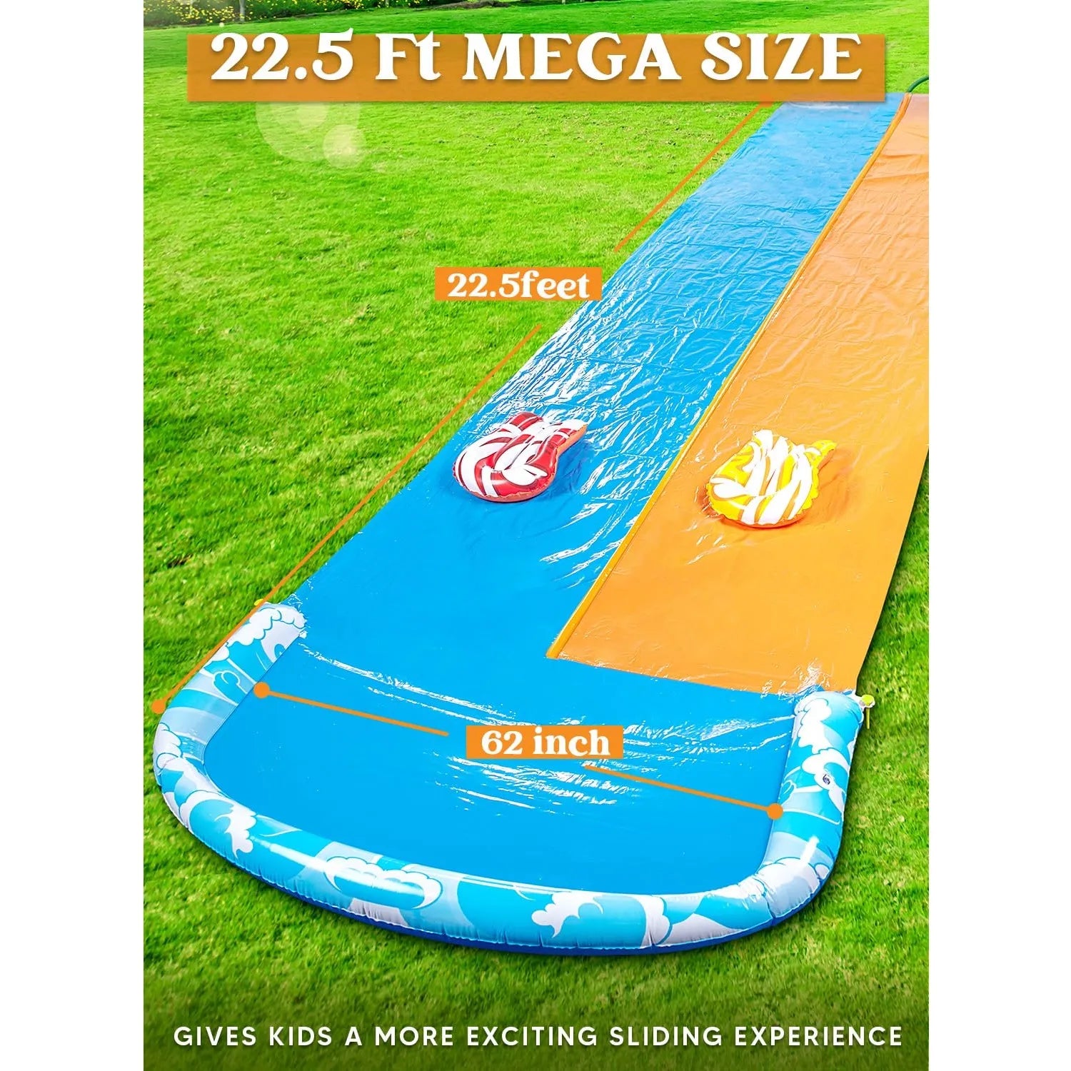 22.5ft Water Slide with 2 Bodyboards