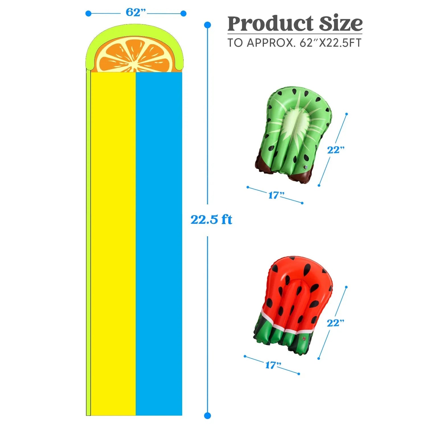 2Pcs Bodyboards and Water Slide 22.5ft