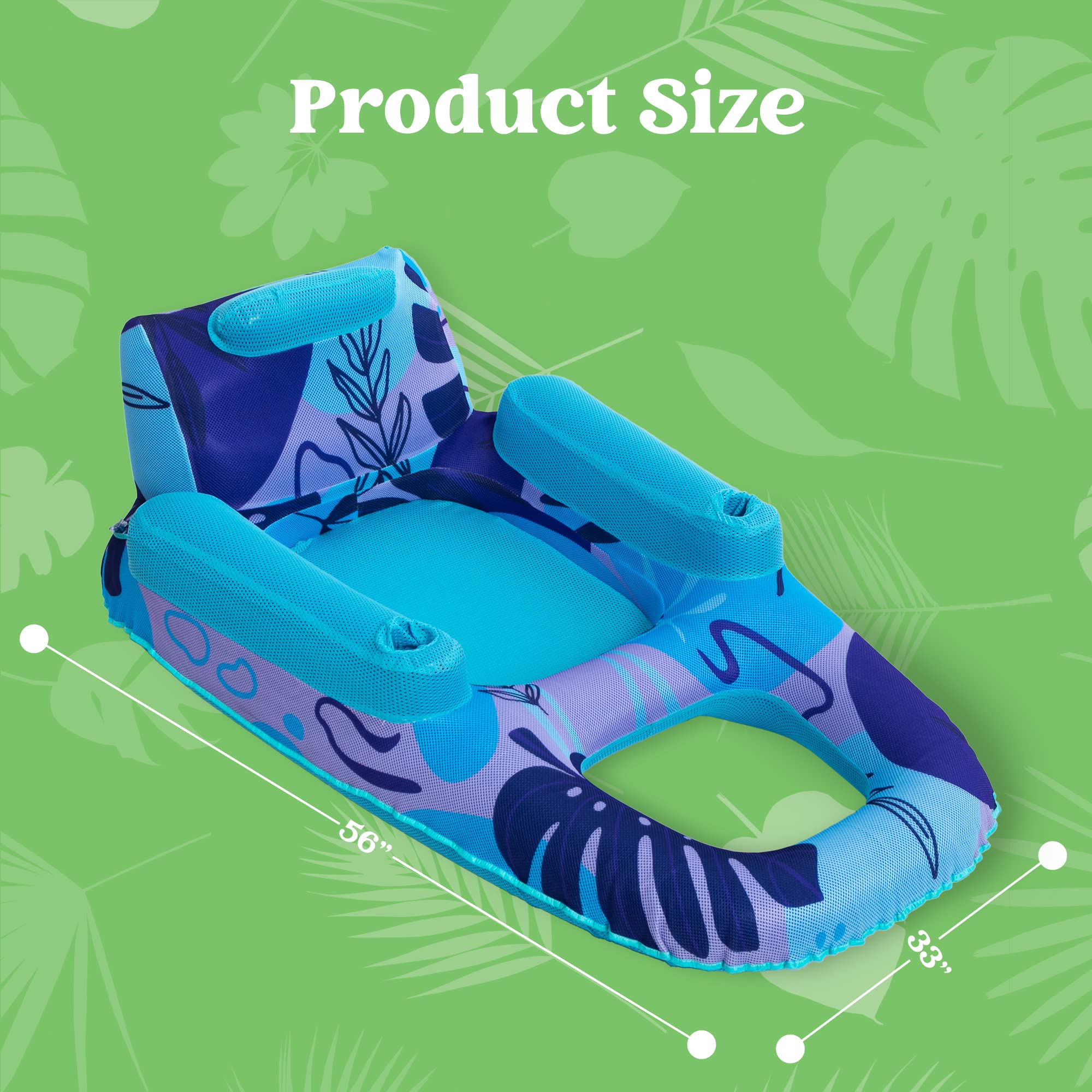 SLOOSH - Luxury Pool Lounger, Blue Leaves